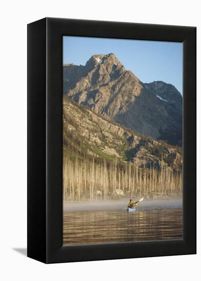 Sea Kayaking Jackson Lake In Grand Teton National Park, WY-Justin Bailie-Framed Premier Image Canvas