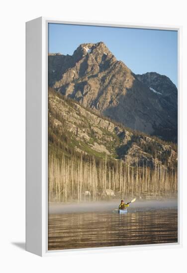 Sea Kayaking Jackson Lake In Grand Teton National Park, WY-Justin Bailie-Framed Premier Image Canvas