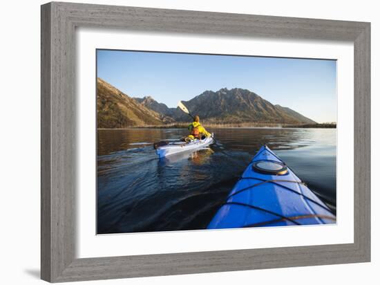 Sea Kayaking Jackson Lake In Grand Teton National Park, WY-Justin Bailie-Framed Photographic Print