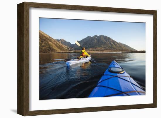 Sea Kayaking Jackson Lake In Grand Teton National Park, WY-Justin Bailie-Framed Photographic Print