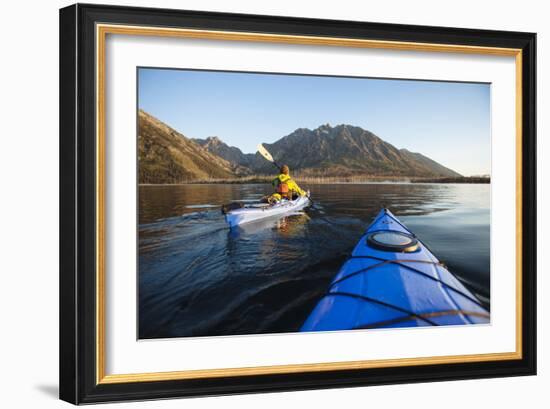 Sea Kayaking Jackson Lake In Grand Teton National Park, WY-Justin Bailie-Framed Photographic Print