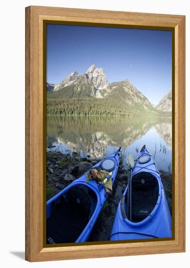 Sea Kayaking Jackson Lake In Grand Teton National Park, WY-Justin Bailie-Framed Premier Image Canvas