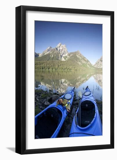 Sea Kayaking Jackson Lake In Grand Teton National Park, WY-Justin Bailie-Framed Photographic Print