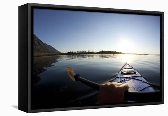 Sea Kayaking Jackson Lake In Grand Teton National Park, WY-Justin Bailie-Framed Premier Image Canvas