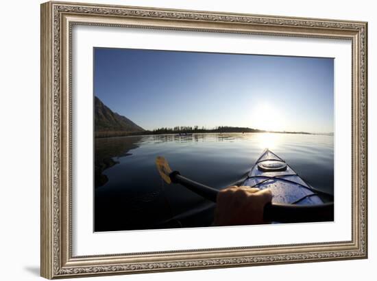 Sea Kayaking Jackson Lake In Grand Teton National Park, WY-Justin Bailie-Framed Photographic Print