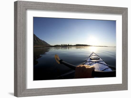 Sea Kayaking Jackson Lake In Grand Teton National Park, WY-Justin Bailie-Framed Photographic Print