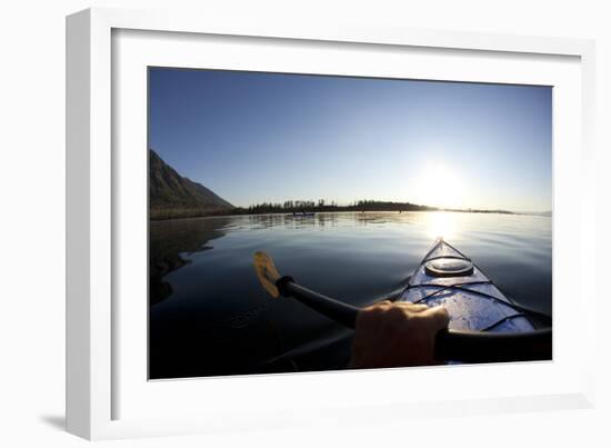 Sea Kayaking Jackson Lake In Grand Teton National Park, WY-Justin Bailie-Framed Photographic Print