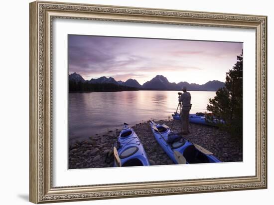 Sea Kayaking Jackson Lake In Grand Teton National Park, WY-Justin Bailie-Framed Photographic Print