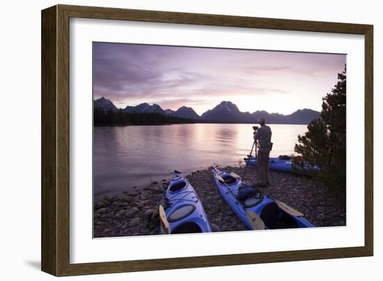 Sea Kayaking Jackson Lake In Grand Teton National Park, WY-Justin Bailie-Framed Photographic Print