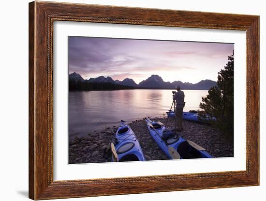 Sea Kayaking Jackson Lake In Grand Teton National Park, WY-Justin Bailie-Framed Photographic Print