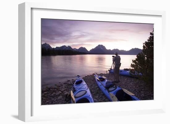 Sea Kayaking Jackson Lake In Grand Teton National Park, WY-Justin Bailie-Framed Photographic Print