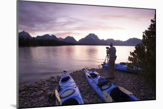 Sea Kayaking Jackson Lake In Grand Teton National Park, WY-Justin Bailie-Mounted Photographic Print