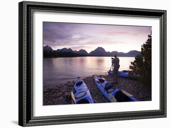 Sea Kayaking Jackson Lake In Grand Teton National Park, WY-Justin Bailie-Framed Photographic Print