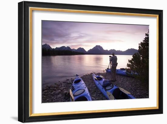 Sea Kayaking Jackson Lake In Grand Teton National Park, WY-Justin Bailie-Framed Photographic Print