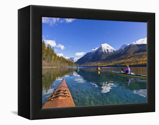 Sea Kayaking on Bowman Lake in Autumn in Glacier National Park, Montana, Usa-Chuck Haney-Framed Premier Image Canvas