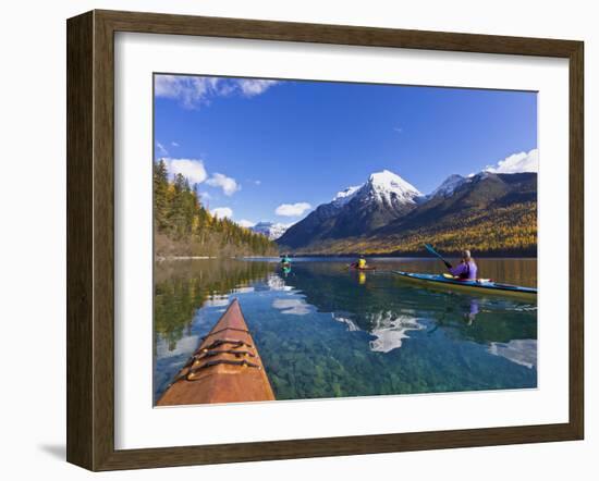 Sea Kayaking on Bowman Lake in Autumn in Glacier National Park, Montana, Usa-Chuck Haney-Framed Photographic Print