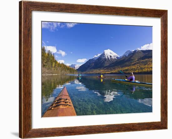 Sea Kayaking on Bowman Lake in Autumn in Glacier National Park, Montana, Usa-Chuck Haney-Framed Photographic Print