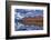 Sea kayaking on Bowman Lake in autumn in Glacier National Park, Montana, USA-Chuck Haney-Framed Photographic Print