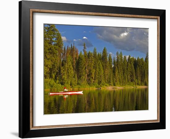 Sea Kayaking on Rainy Lake in the Lolo National Forest, Montana, Usa-Chuck Haney-Framed Photographic Print