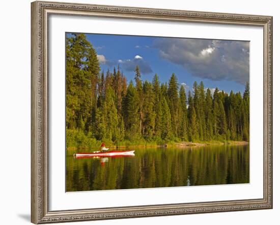 Sea Kayaking on Rainy Lake in the Lolo National Forest, Montana, Usa-Chuck Haney-Framed Photographic Print