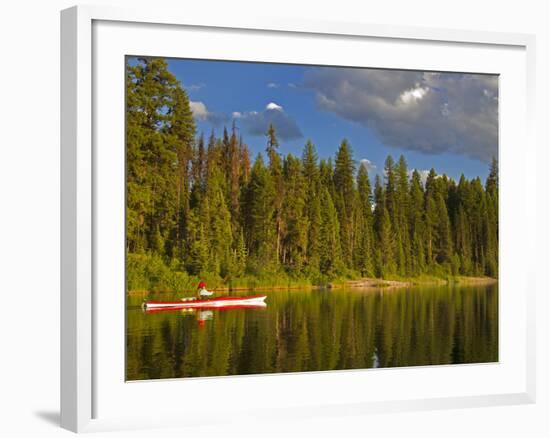 Sea Kayaking on Rainy Lake in the Lolo National Forest, Montana, Usa-Chuck Haney-Framed Photographic Print