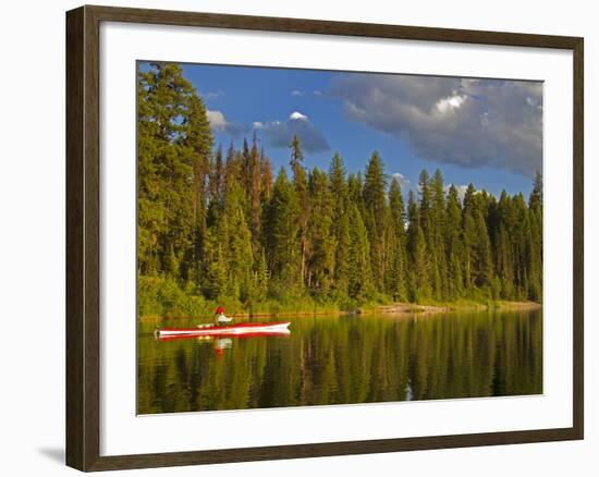 Sea Kayaking on Rainy Lake in the Lolo National Forest, Montana, Usa-Chuck Haney-Framed Photographic Print