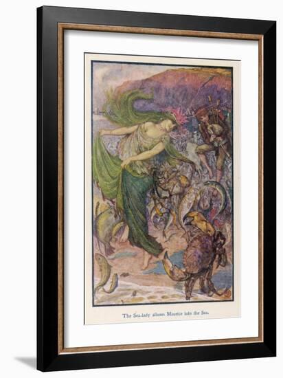 Sea-Lady Surrounded by Sea Creatures and a Young Man Playing Bagpipes-Henry Justice Ford-Framed Art Print