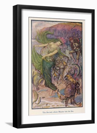 Sea-Lady Surrounded by Sea Creatures and a Young Man Playing Bagpipes-Henry Justice Ford-Framed Art Print