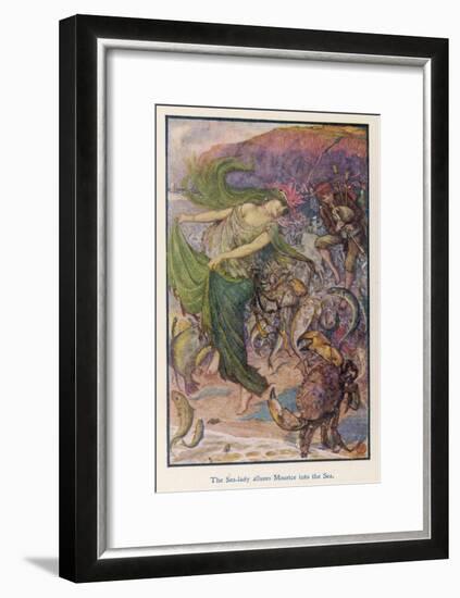 Sea-Lady Surrounded by Sea Creatures and a Young Man Playing Bagpipes-Henry Justice Ford-Framed Art Print