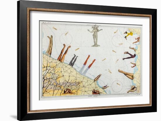 Sea Legs, 2016 (Collage on Nautical Chart)-Deirdre Kelly-Framed Giclee Print