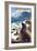 Sea Lions and Lighthouse - Oregon Coast-Lantern Press-Framed Art Print