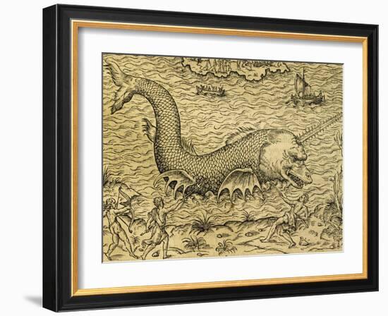 Sea Monster, Engraving from Universal Cosmology-Andre Thevet-Framed Giclee Print