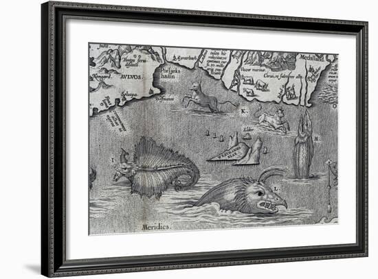 Sea Monsters, Detail from a 16th Century Map-null-Framed Giclee Print