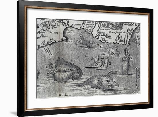 Sea Monsters, Detail from a 16th Century Map-null-Framed Giclee Print