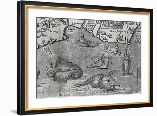 Sea Monsters, Detail from a 16th Century Map-null-Framed Giclee Print