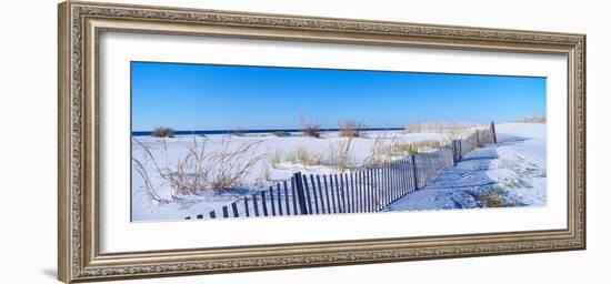 Sea Oats and Fence Along White Sand Beach at Santa Rosa Island Near Pensacola, Florida-null-Framed Photographic Print