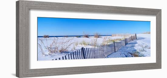 Sea Oats and Fence Along White Sand Beach at Santa Rosa Island Near Pensacola, Florida-null-Framed Photographic Print