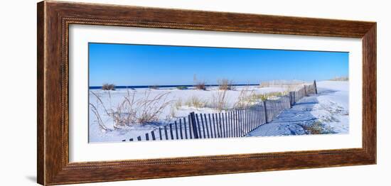 Sea Oats and Fence Along White Sand Beach at Santa Rosa Island Near Pensacola, Florida-null-Framed Photographic Print