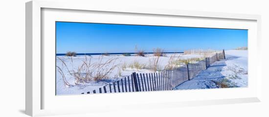 Sea Oats and Fence Along White Sand Beach at Santa Rosa Island Near Pensacola, Florida-null-Framed Photographic Print