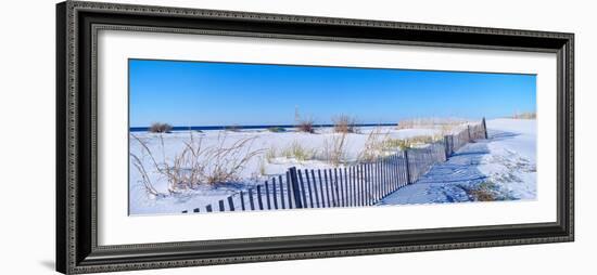 Sea Oats and Fence Along White Sand Beach at Santa Rosa Island Near Pensacola, Florida-null-Framed Photographic Print