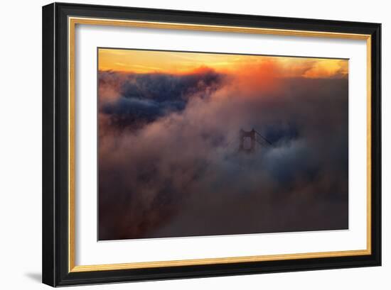 Sea Of Fog Golden Ethereal Heavenly Fog Bridge Adrift San Francisco Bay-Vincent James-Framed Photographic Print