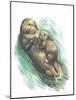 Sea Otter Enhydra Lutris Resting with Cub in Water-null-Mounted Giclee Print