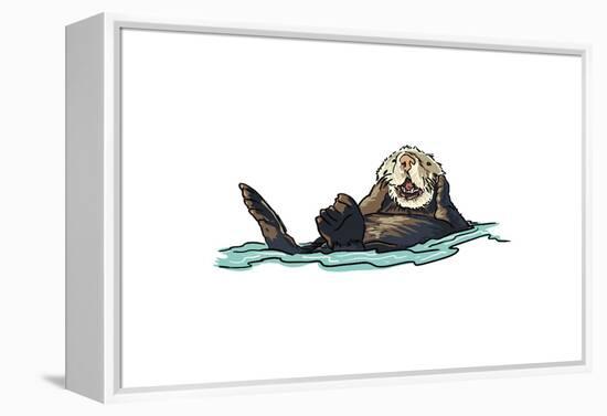 Sea Otter - Icon-Lantern Press-Framed Stretched Canvas