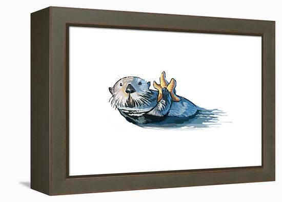 Sea Otter - Icon-Lantern Press-Framed Stretched Canvas