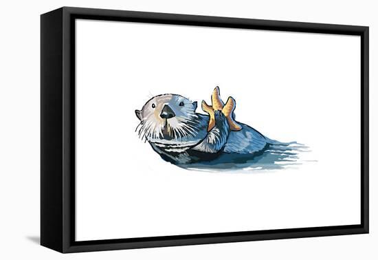 Sea Otter - Icon-Lantern Press-Framed Stretched Canvas