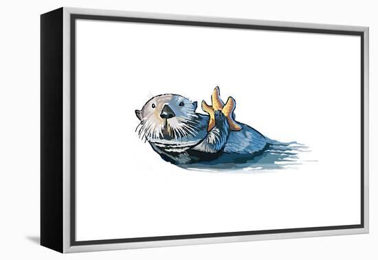 Sea Otter - Icon-Lantern Press-Framed Stretched Canvas