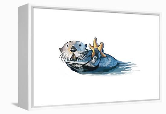 Sea Otter - Icon-Lantern Press-Framed Stretched Canvas