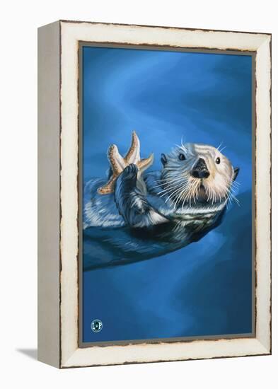 Sea Otter-Lantern Press-Framed Stretched Canvas