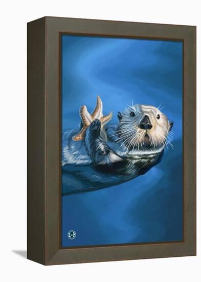 Sea Otter-Lantern Press-Framed Stretched Canvas