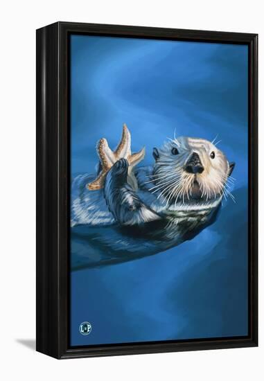 Sea Otter-Lantern Press-Framed Stretched Canvas